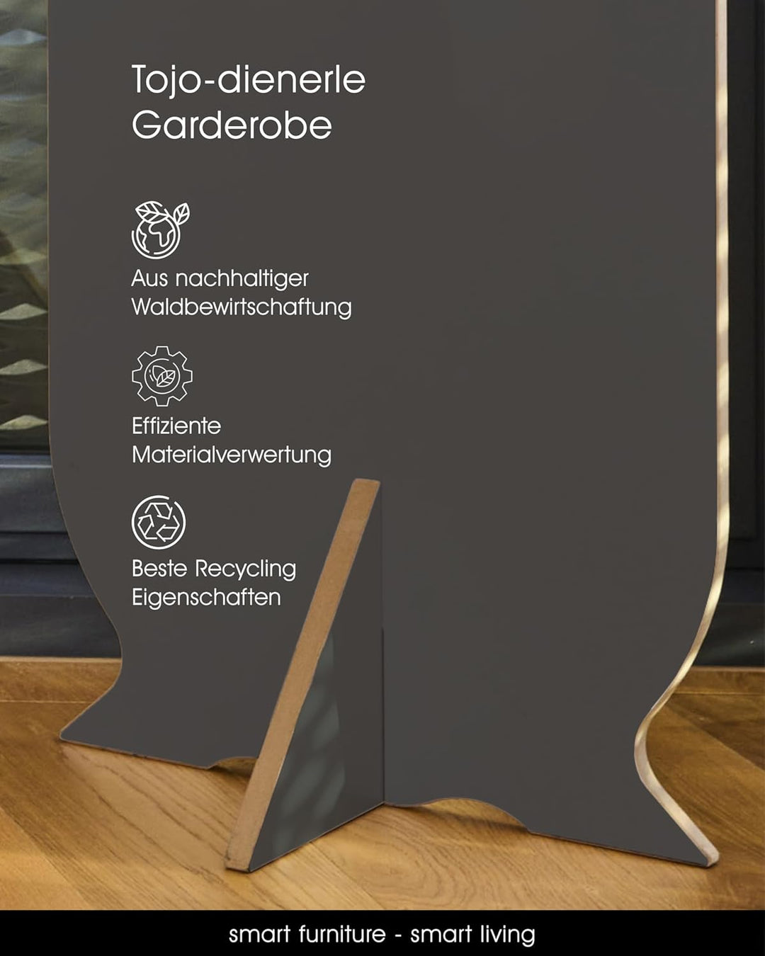 Tojo dienerle I Stummer Diener modern, anthrazit | Design Herrendiener 48 x 48x 116 cm I Design Klei
