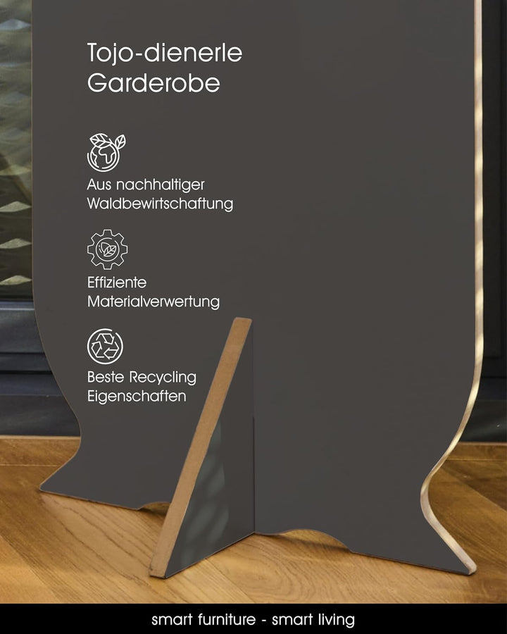 Tojo dienerle I Stummer Diener modern, anthrazit | Design Herrendiener 48 x 48x 116 cm I Design Klei