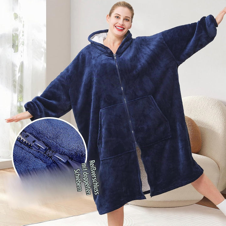 SPFASZEIV Reissverschluss Hoodie Decke Damen Kuscheldecke mit Ärmeln Übergrosse Kuschelpullover Frau