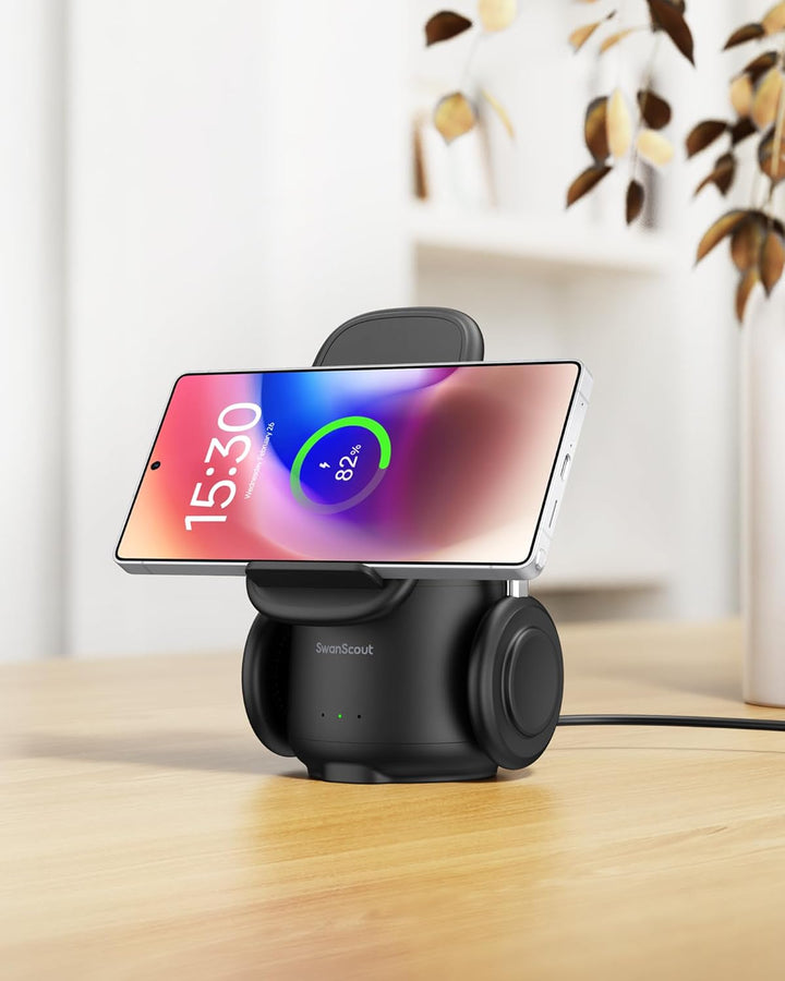 SwanScout Induktive Ladestation für Samsung S26+, 3 in 1 Wireless Charger für Samsung S25/S24/S23/Z