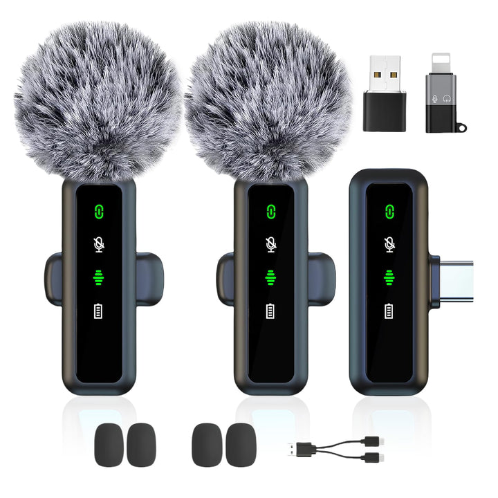 flintronic Kabelloses Lavalier Mikrofon für iPhone/iPad/Android, Lavalier Mikrofon Kabellos, Ansteck