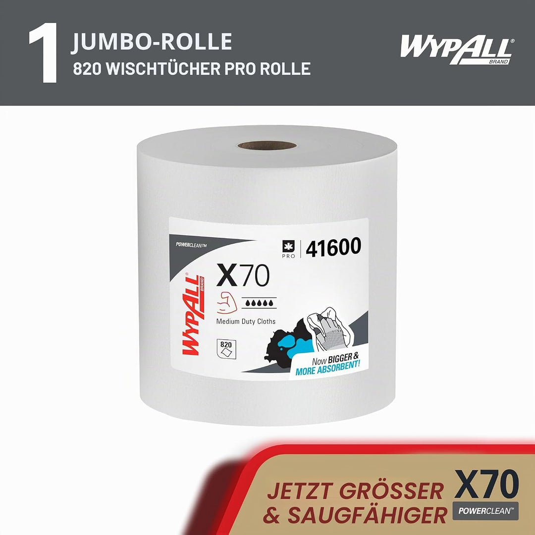 WypAll X70 Reinigungstücher 8348 – Wischtücher Rolle mit 870 Tüchern, WypAll Putztücher