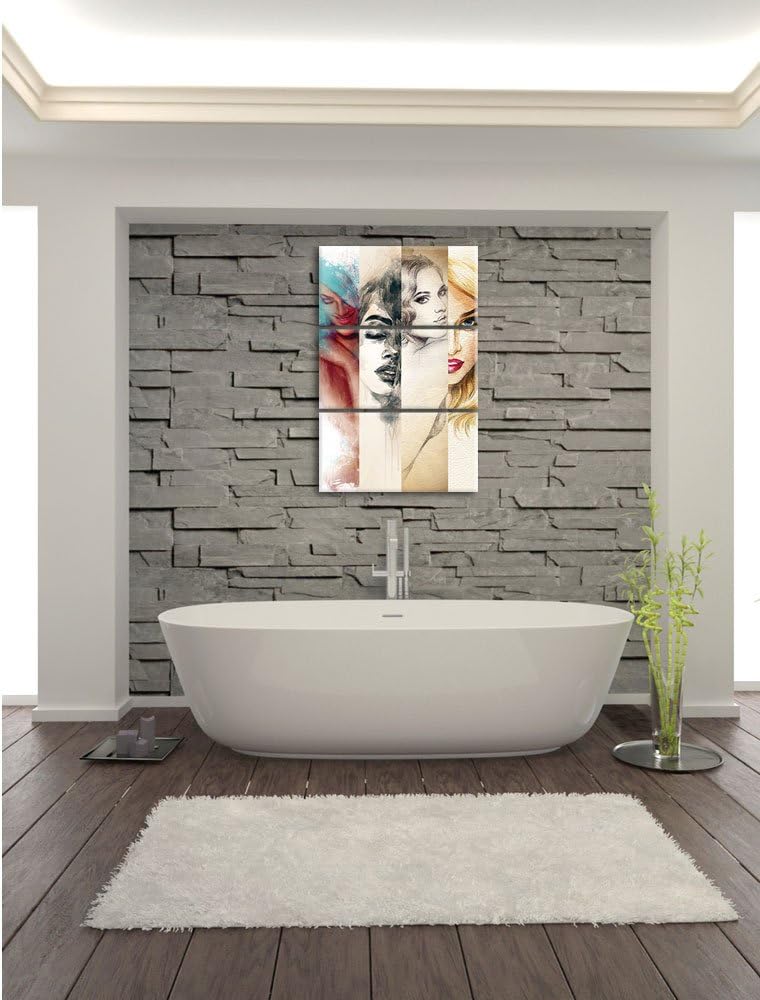 Pixxprint Haar Frisuren / 3-Teilig/Gesamtmass 120cm Leinwandbild bespannt auf Holzrahmen/Wandbild Ku