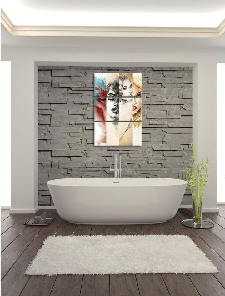 Pixxprint Haar Frisuren / 3-Teilig/Gesamtmass 120cm Leinwandbild bespannt auf Holzrahmen/Wandbild Ku