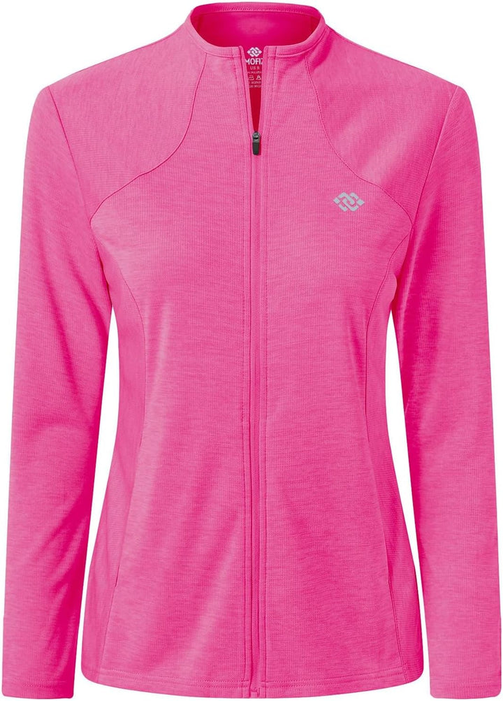 MoFiz Damen Laufjacke Leicht Sportjacke Trainingsjacke Langarm Fitness Wandern Yoga Jacke Atmungsakt