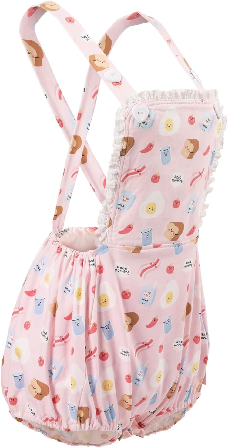 Baumwolle Knopf Schritt Erwachsene Onesie Strampler Bodysuit Pyjamas- Full Print Overalls, XS Fr