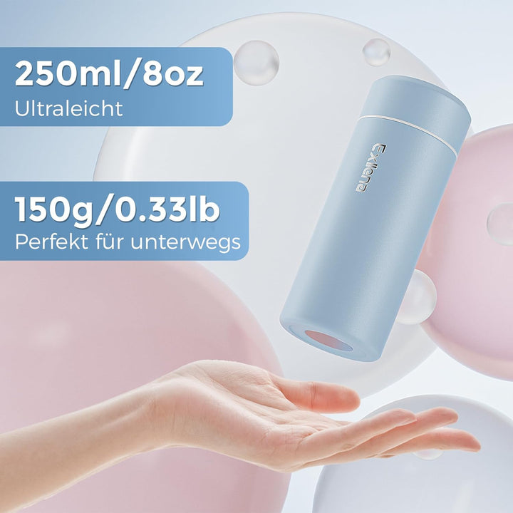 【Upgrade-Version】Exllena Mini Thermosflasche 250ml mit Edelstahl-Deckel, Trinkflasche Klein Doppelwa