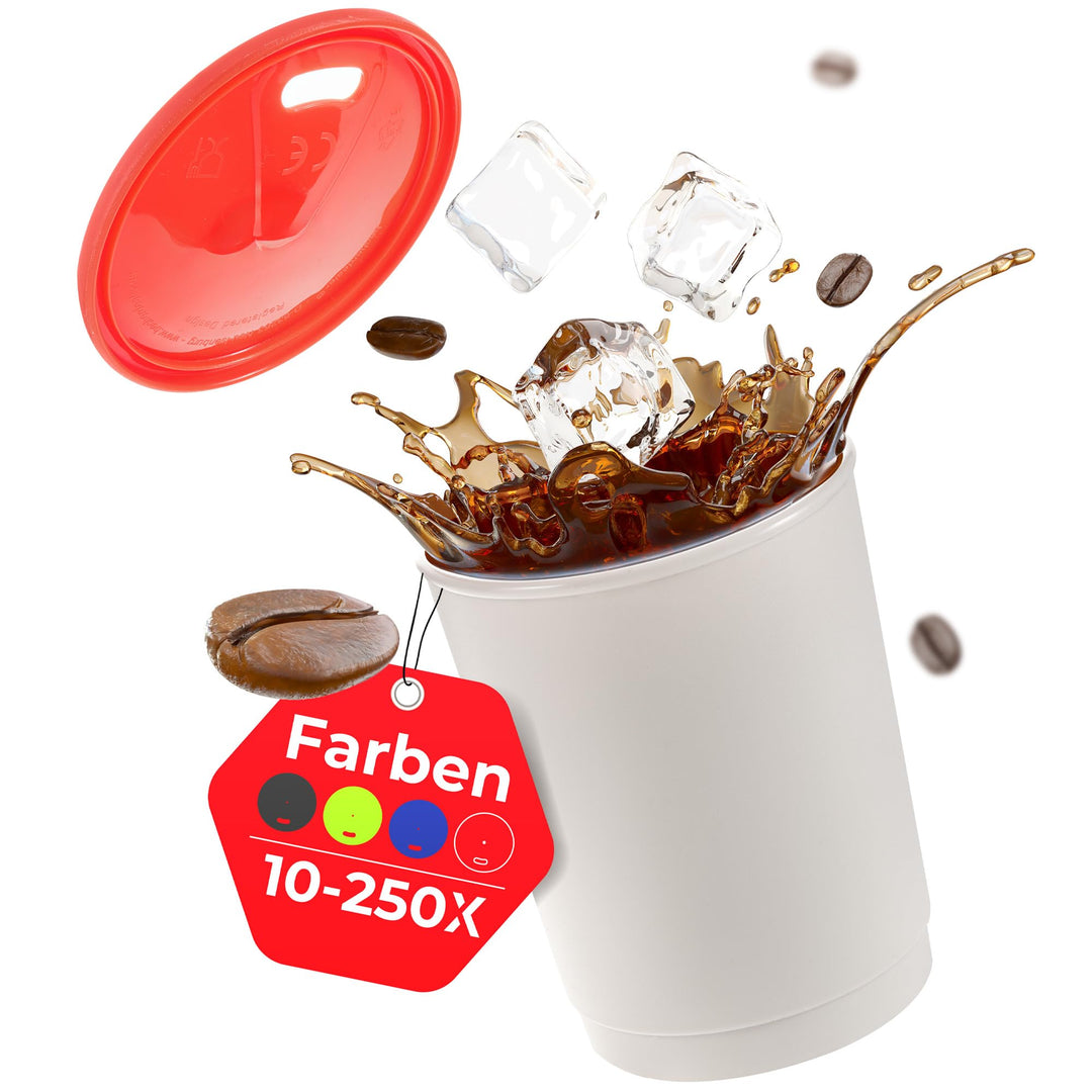achilles Kaffeebecher mit Deckel, Kunststoffbecher, Mehrwegbecher, Trinkbecher, LFGB geprüft, spülma