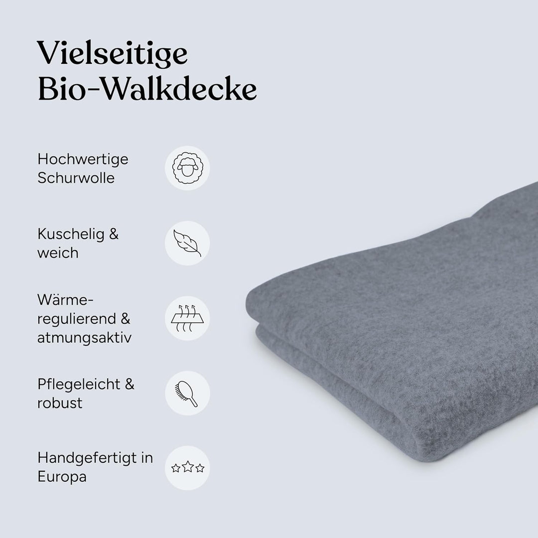 Ehrenkind® Walkdecke | Wolldecke Schurwolle | Babydecke | Kuscheldecke | Bio-Wolle & Bio-Baumwolle |