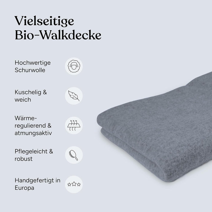 Ehrenkind® Walkdecke | Wolldecke Schurwolle | Babydecke | Kuscheldecke | Bio-Wolle & Bio-Baumwolle |