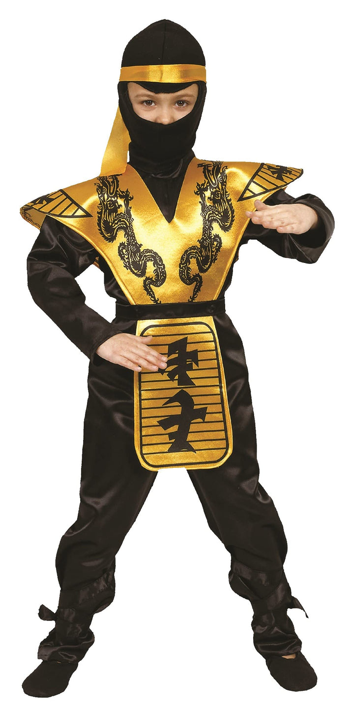 Dress Up America Goldener Ninja Kostüm - Wilder Samurai Krieger Kostüm für Jungen und Mädchen Grösse