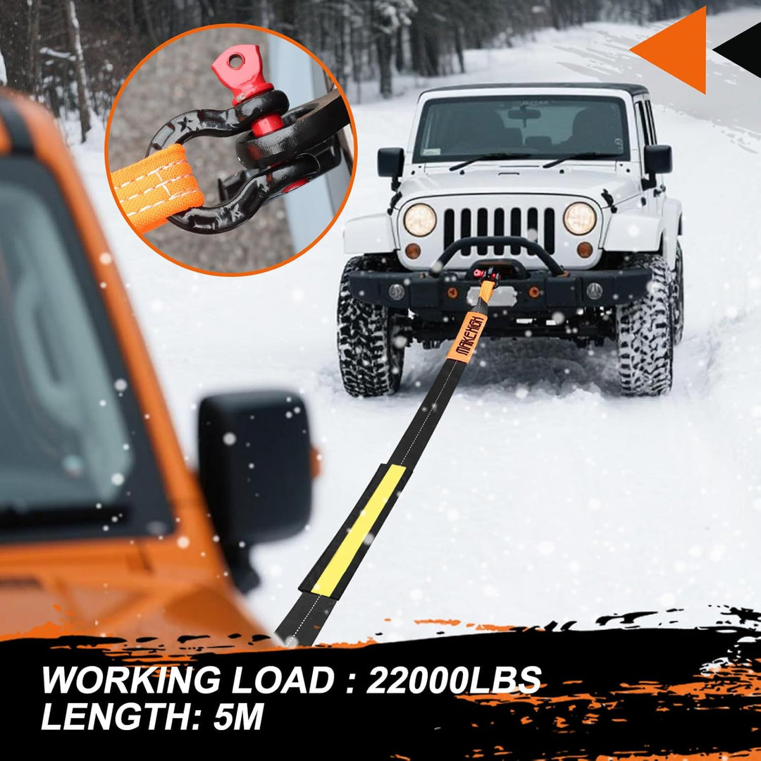MAIKEHIGH Abschleppseil 5M x 5cm, 10 Tonnen (22,000 Lbs) Tow Rope Abschleppseile für Off-Road Recove