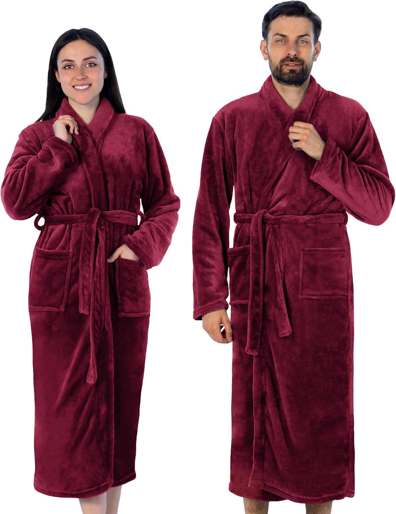 Gräfenstayn® Damen & Herren Kuschelfleece Bademantel ohne Kapuze mit Öko-Tex Standard 100 in Grösse