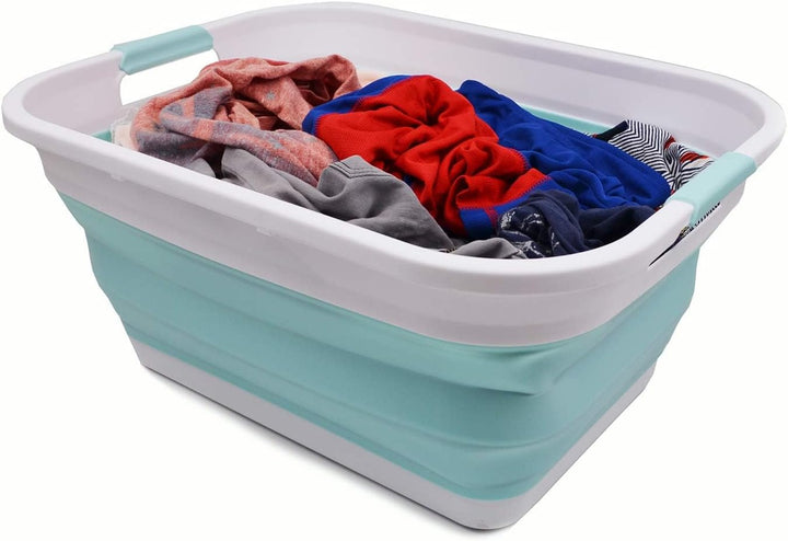SAMMART 41L Collapsible Plastic Laundry Basket - Foldable Pop Up Storage Container/Organizer - Porta