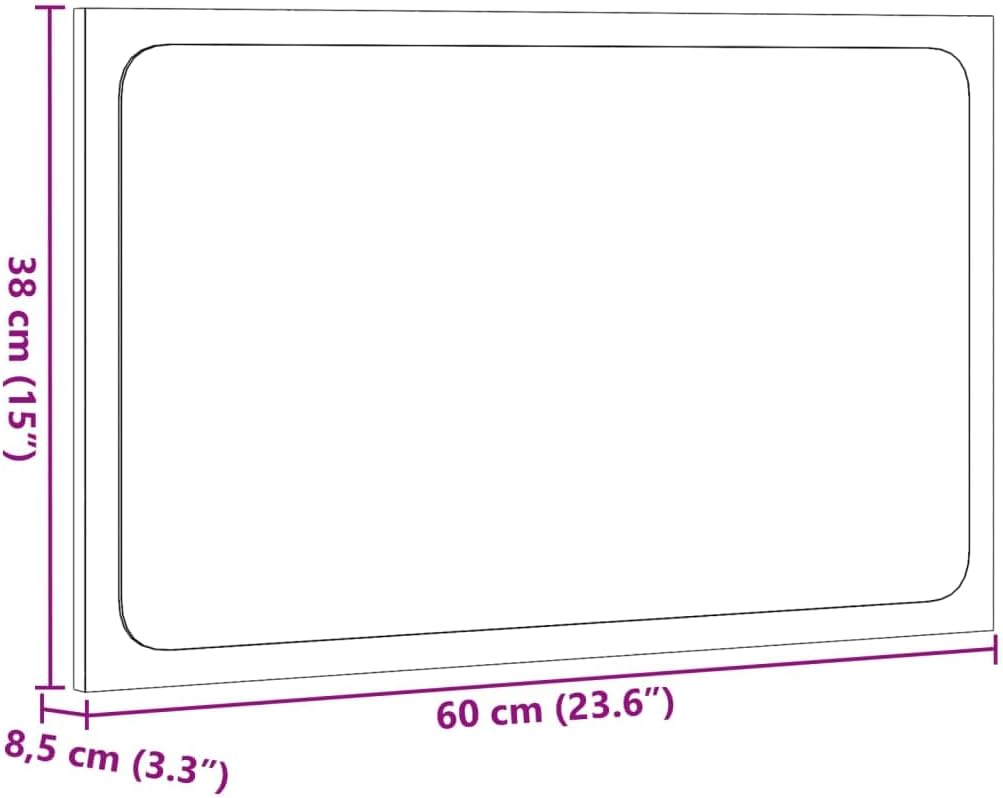 vidaXL Badspiegel mit LED-Leuchten Altholz-Optik 60x8,5x38 cm