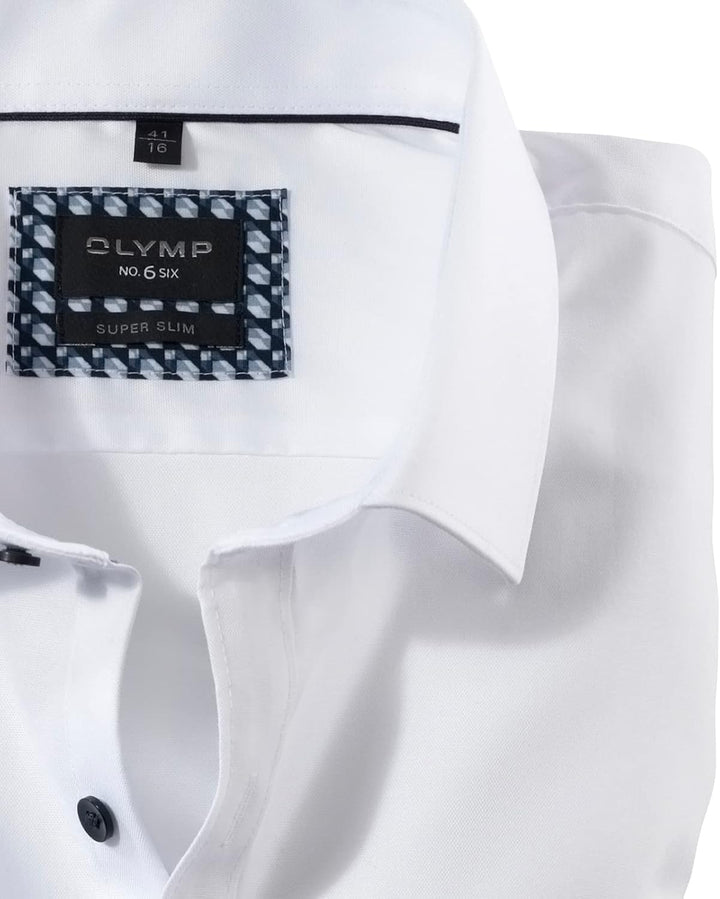 OLYMP Herren Businesshemd Langarm No. Six,Pin Point,super Slim,Modern Kent 36 Weiã, 36 Weiã