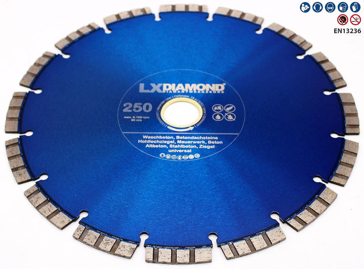 LXDIAMOND Diamant-Trennscheibe 250mm x 25,4mm Diamantscheibe - für Stein Beton Stahlbeton passend fü
