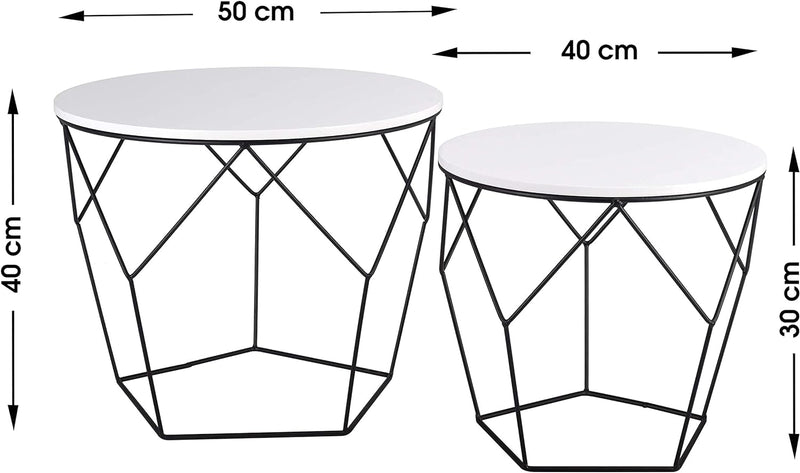 Ribelli Metalltisch schwarz – Holzplatte auf stabilem Metallgestell – Beistelltisch ideal für Wohnzi