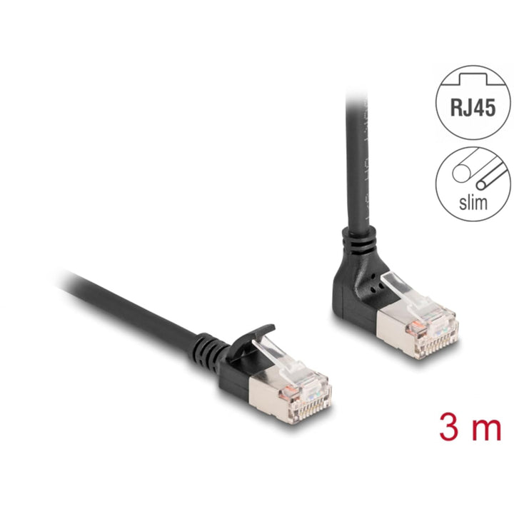 DeLOCK Kabel Patchkabel RJ-45 Cat.6a S/FTP, Slim 90° gewinkelt