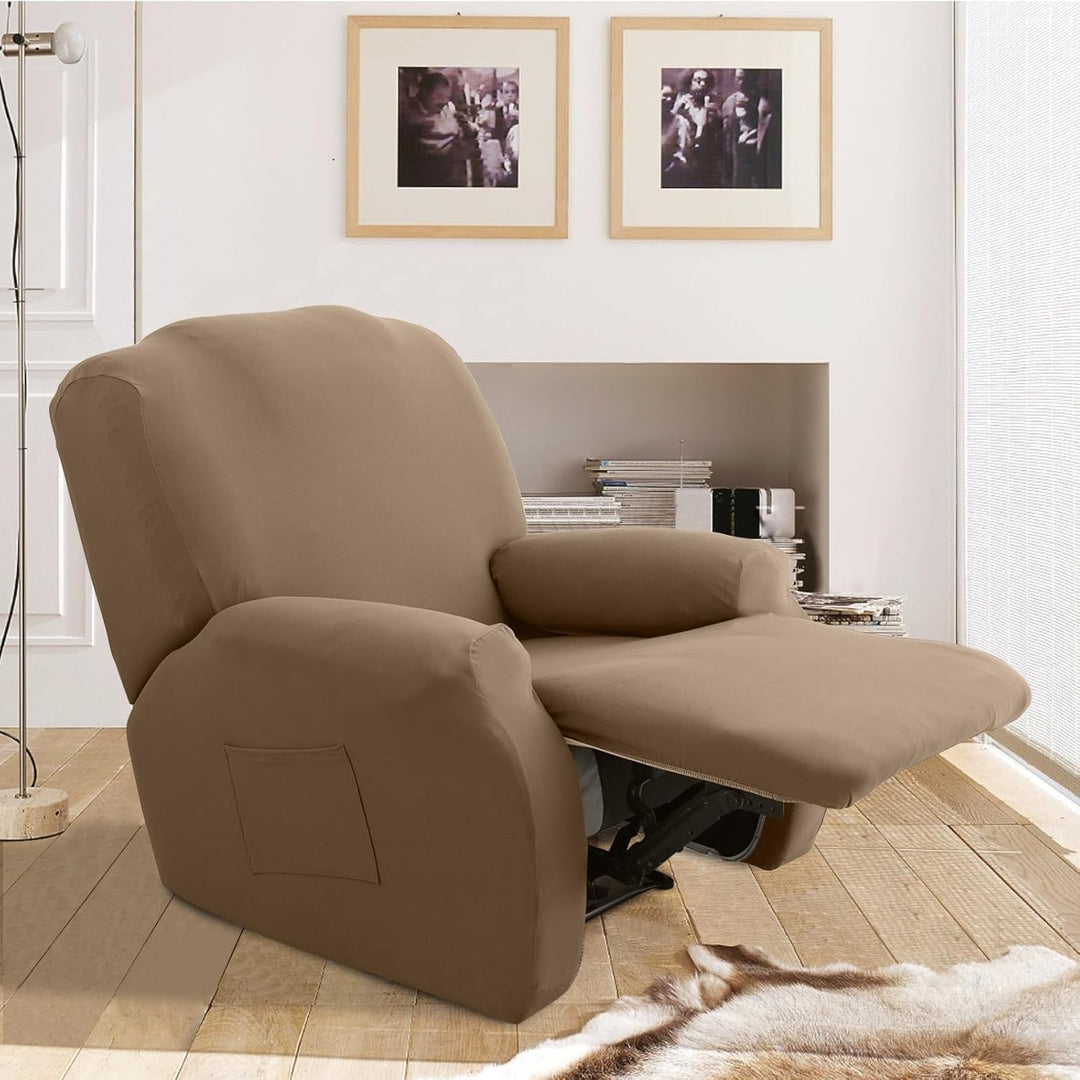 FIGOOO Stretchhusse für Relaxsessel 4-Teilig Stretch Sesselbezug Relaxsessel mit Seitentasche Sessel