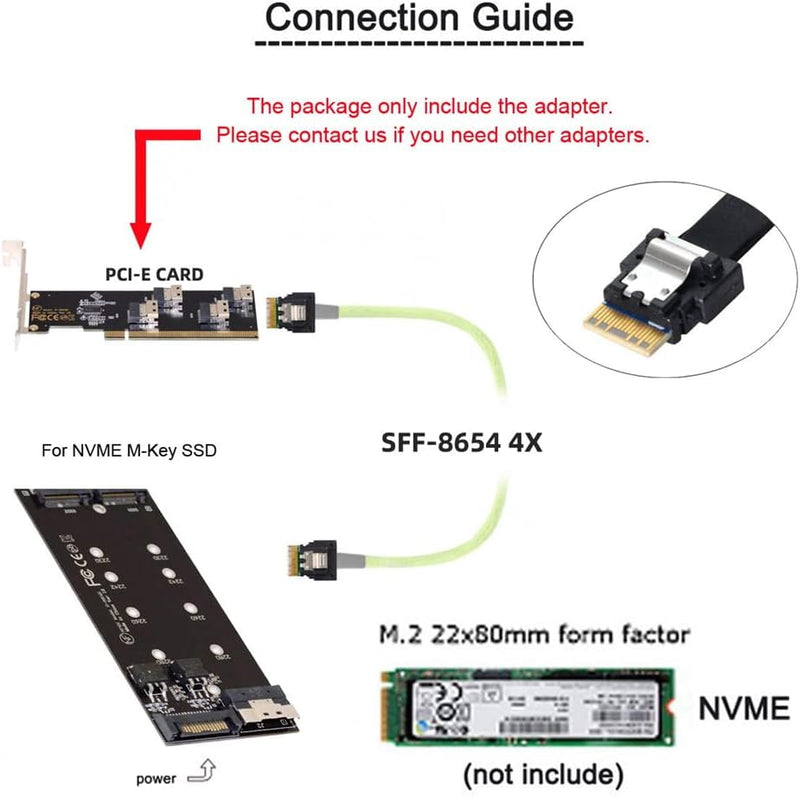 NFHK Four Slimline SFF-8654 4X 4 NVME auf PCIE Express 3.0 4.0 Raid Card VROC Raid0 Hyper Adapter Fo