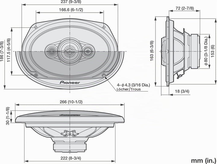 PIONEER TS-A6961F 6 x 9 4-Weg-Koaxial-Lautsprecher Set mit 2 Lautsprechern (je 450W max., 90W Sinus)