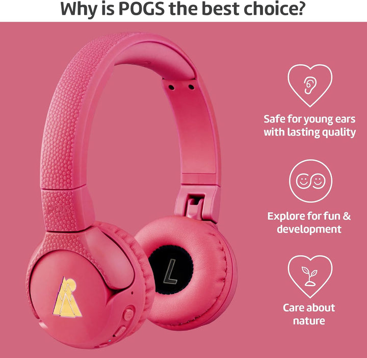 POGS Drahtloser Bluetooth Kinderkopfhörer | The Gecko 2 | Faltbarer robuster Kinderkopfhörer ab 3 Ja