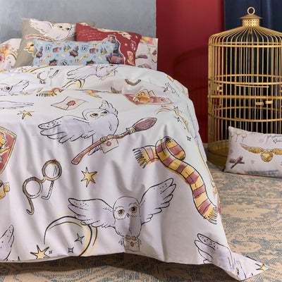 Belum Harry Potter Bettbezug, Modell Hedwig, Bettbezug mit Knöpfen, 100% Baumwolle, hochwertiger Bet