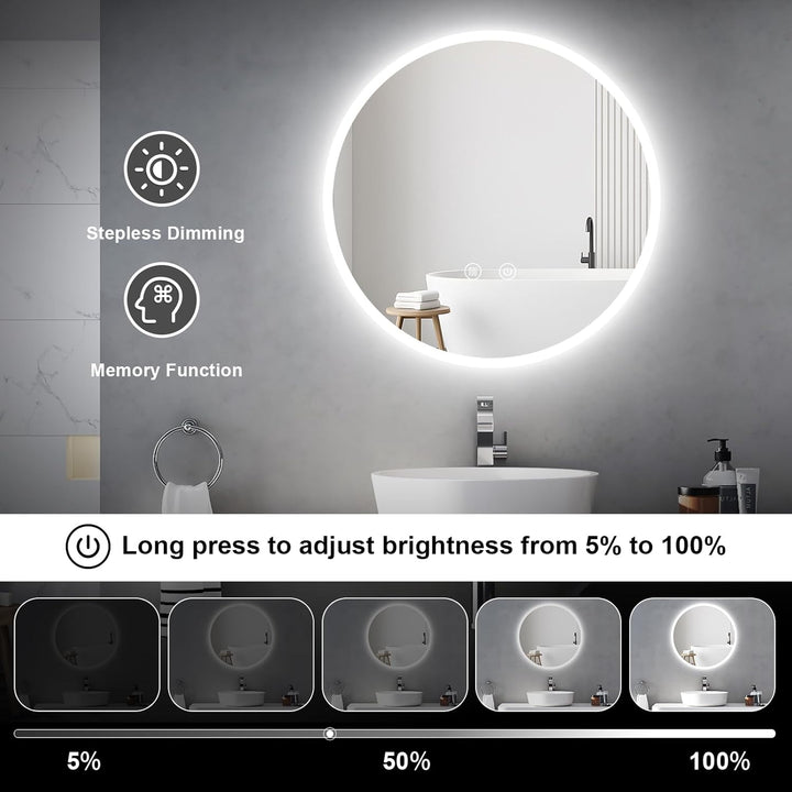 Rund Badspiegel mit Beleuchtung, Badezimmerspiegel Wandspiegel 60cm und Touch-Schalter, IP65-Led-Spi