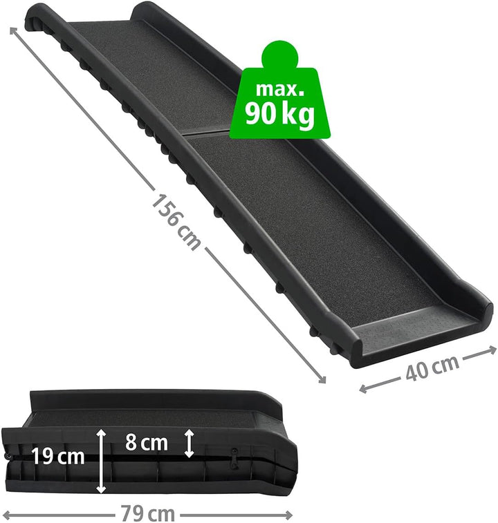 VOZZY® Auto Kofferraumrampe klappbar Hunderampe max90kg Sicher, Schonend,156x40cm Hundetreppe aus Ku