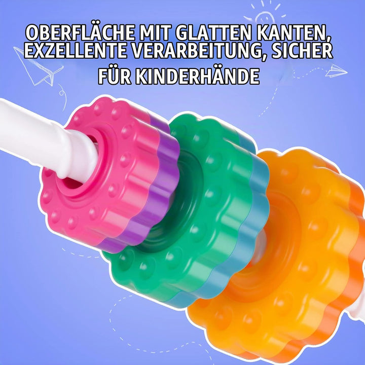 35cm Stapelturm mit Drehfunktion, Regenbogen-Stapelringe Spielzeug für Kinder, Zweifarbige drehende