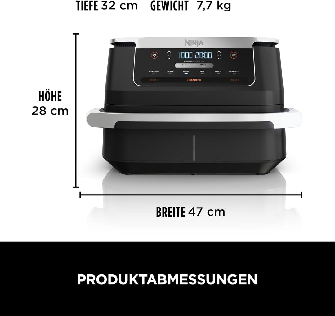 Ninja FlexDrawer Heissluftfritteuse (6 Liter), Schwarz. Dual Zone Air Fryer, grosse Schublade, 6-in-