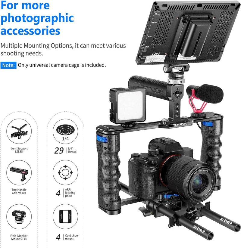 NEEWER Montageset für Videokamera, Aluminiumlegierung, mit Zwei oberen Griffen, 15 mm, kompatibel mi