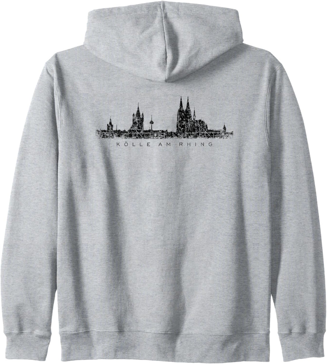 Kölner Skyline (Vintage Schwarz) "Kölle am Rhing" Kapuzenjacke