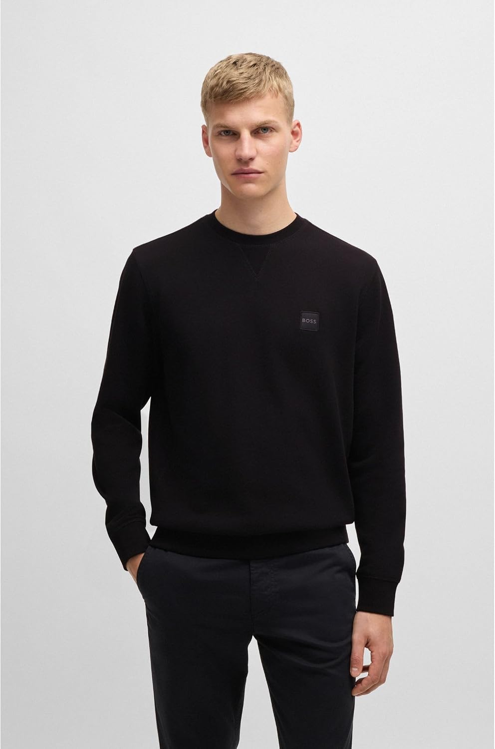 BOSS Herren Westart Relaxed-Fit Sweatshirt aus Baumwolle mit Logo-Aufnäher XS Black1, XS Black1