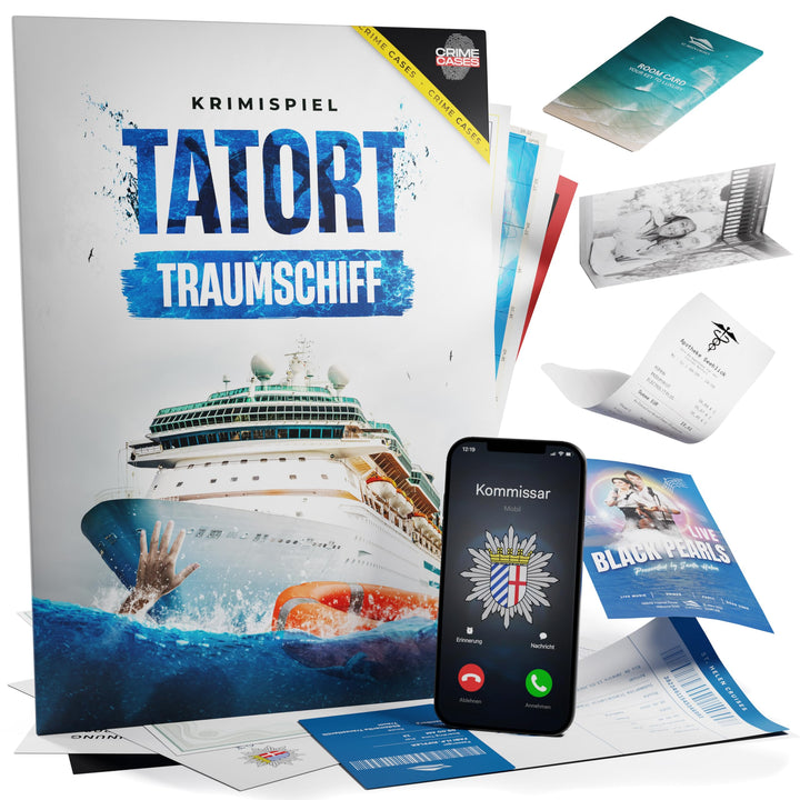 Krimispiel für Erwachsene: Tatort Traumschiff I Mordfall lösen Spiel für 1-6 Personen ab 14 Jahren I