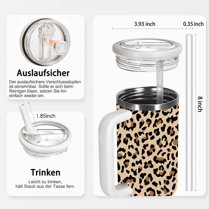 Thermobecher Auslaufsicher,40oz Edelstahl Kaffeebecher to go isoliert mit Strohhalm,Reisebecher 100%