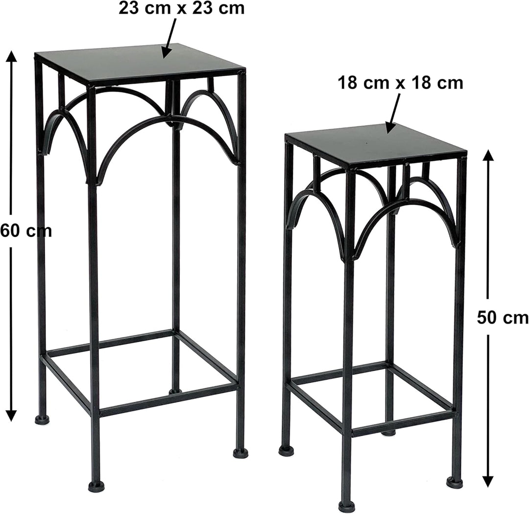 DanDiBo Blumenhocker Metall Schwarz Eckig Blumenständer 96132 2er Set Beistelltisch Blumensäule Mode
