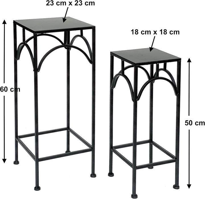 DanDiBo Blumenhocker Metall Schwarz Eckig Blumenständer 96132 2er Set Beistelltisch Blumensäule Mode
