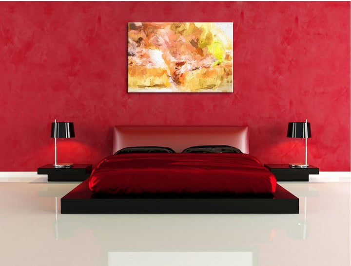 Pixxprint Frischgebackene Pizza als Leinwandbild/Grösse: 100x70 cm/Wandbild/Kunstdruck/fertig bespan