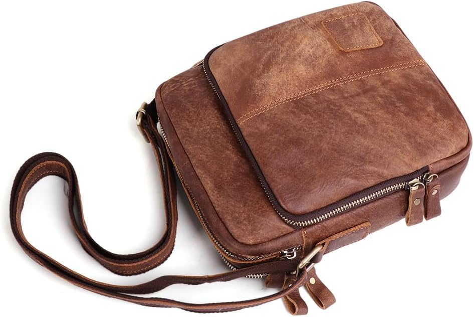 BAIGIO Schultertasche Umhängetasche Herren Leder Vintage Herrentasche Messenger Bag mit Schultergurt
