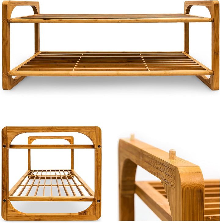 Relaxdays Schuhregal Bambus H x B x T: ca. 33 x 75 x 33 cm Schuhablage aus Holz für 6 Paar Schuhe Sc