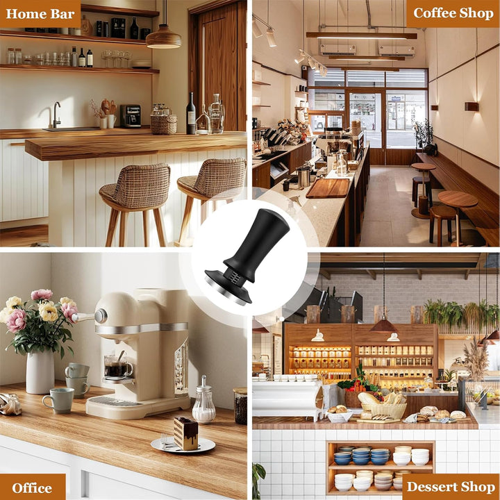 Kaffee Tamper 58mm mit einstellbarem Druck & automatischem Federmechanismus - Edelstahl Basis für gl