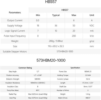 Cloudray Leadshine HBS57+573HBM20-1000 HBS507 nema23 Dreiphasen-Hybrid-Servo mit geschlossenem Regel