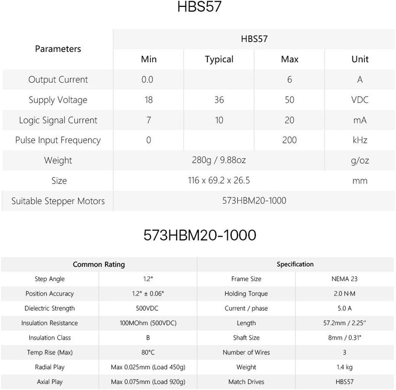 Cloudray Leadshine HBS57+573HBM20-1000 HBS507 nema23 Dreiphasen-Hybrid-Servo mit geschlossenem Regel