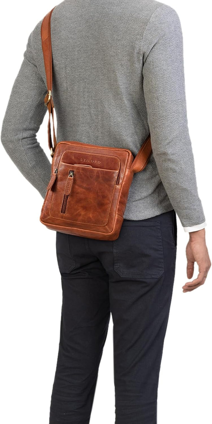 STILORD 'Jamie' Herren Ledertasche - Perfekt für Reisen & Alltag - Kleine Vintage Messenger Bag für