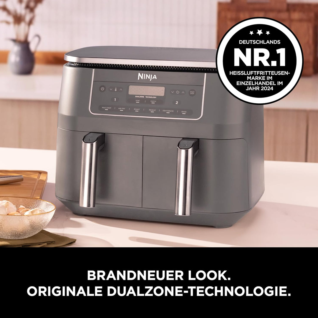 Ninja Dual Zone Digital Air Fryer, 2 Schubladen, 6-in-1, Heissluftfritteuse ohne Öl, 7,6L, Heissluft
