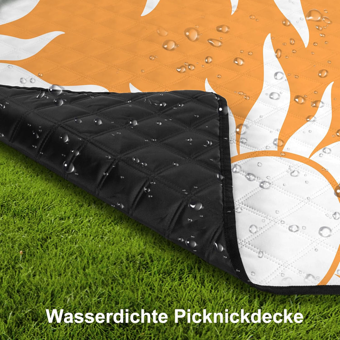 Picknickdecke 200x200 cm，XXL Stranddecke wasserdicht sandfrei, faltbare Strandmatte aus Dreischichti