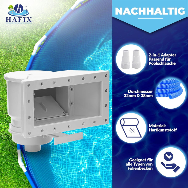 Hafix GmbH Breitmaul-Skimmer Poolskimmer Set Einbauskimmer Einlaufdüse Wandskimmer Set
