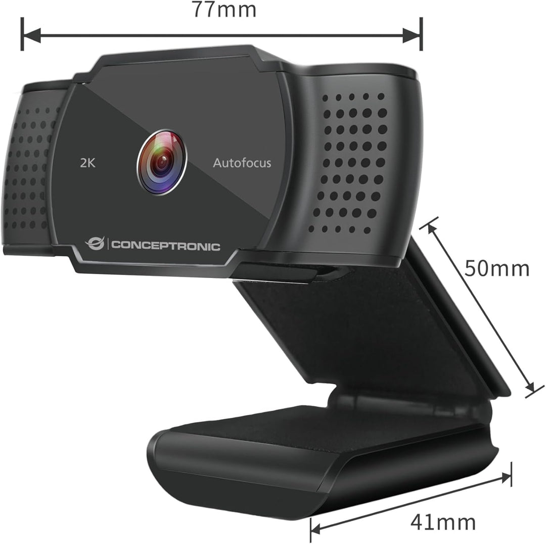 Conceptronic Webcam AMDIS 2k Super HD Webcam+Microphone sw 2K Super HD AMDIS02B, 2K Super HD AMDIS02